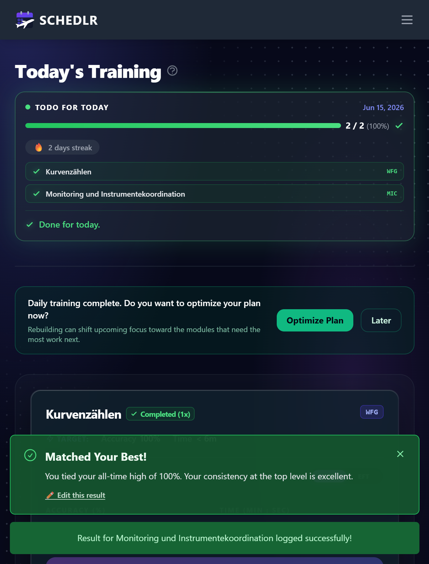 SCHEDLR step 1 – Generate your personalised DLR pilot aptitude test preparation plan